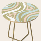 Retro Abstract New Groove Swirl Pattern Soft Sage Green Light Blue Side Table Gallery Image 2