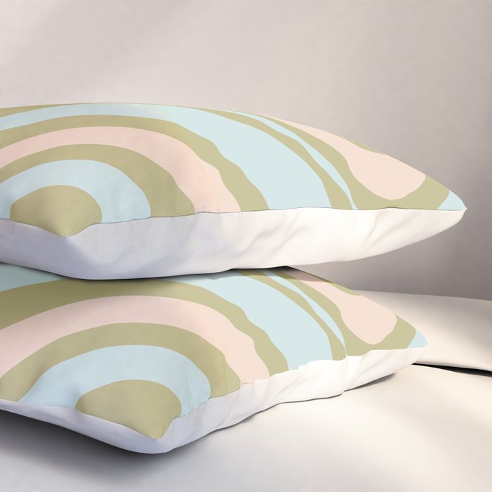 Retro Abstract New Groove Swirl Pattern Soft Sage Green Light Blue Pillow Sham Gallery Image 3