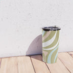 Retro Abstract New Groove Swirl Pattern Soft Sage Green Light Blue Travel Mug Gallery Image 4