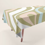 Retro Abstract New Groove Swirl Pattern Soft Sage Green Light Blue Tablecloth Gallery Image 1