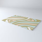 Retro Abstract New Groove Swirl Pattern Soft Sage Green Light Blue Rug Gallery Image 3