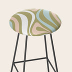 Retro Abstract New Groove Swirl Pattern Soft Sage Green Light Blue Stool Gallery Image 2