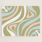 Retro Abstract New Groove Swirl Pattern Soft Sage Green Light Blue Jigsaw Puzzle Gallery Image 1