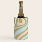 Retro Abstract New Groove Swirl Pattern Soft Sage Green Light Blue Wine Chiller Gallery Image 3