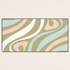 Retro Abstract New Groove Swirl Pattern Soft Sage Green Light Blue Desk Mat Gallery Image 3