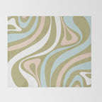 Retro Abstract New Groove Swirl Pattern Soft Sage Green Light Blue Throw Blanket Gallery Image 2