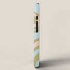 Retro Abstract New Groove Swirl Pattern Soft Sage Green Light Blue iPhone Case Gallery Image 2
