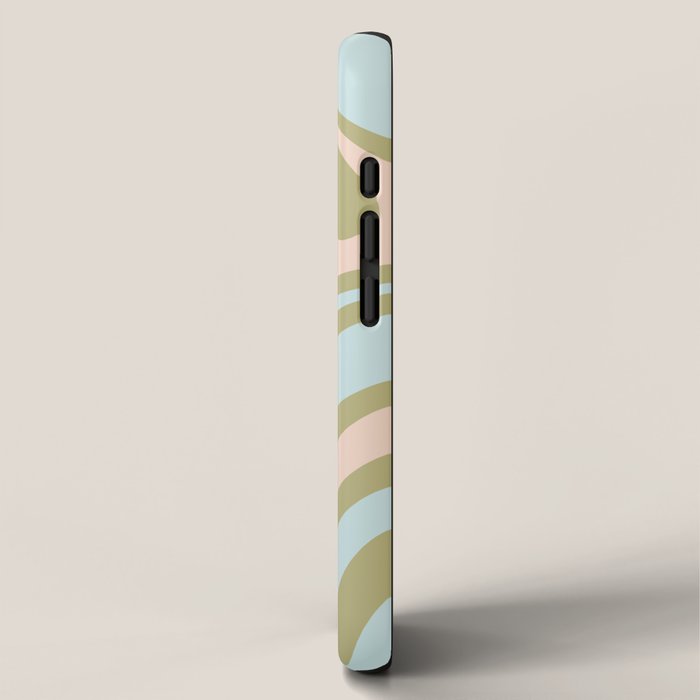 Retro Abstract New Groove Swirl Pattern Soft Sage Green Light Blue iPhone Case Gallery Image 2