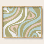 Retro Abstract New Groove Swirl Pattern Soft Sage Green Light Blue Serving Tray Gallery Image 1