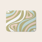 Retro Abstract New Groove Swirl Pattern Soft Sage Green Light Blue Bath Mat Gallery Image 1