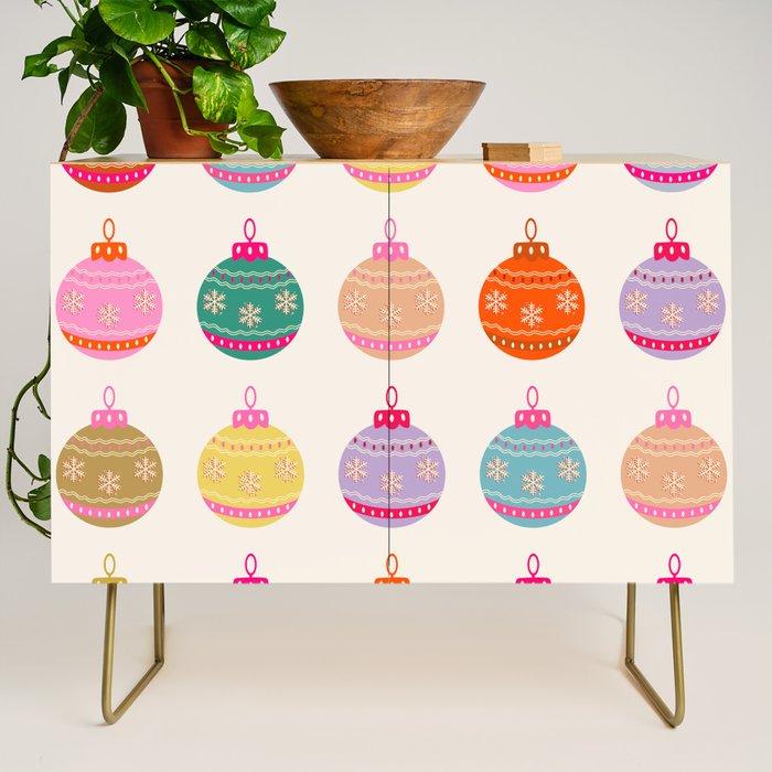 Retro Colorful Christmas Baubles Credenza Gallery Image 1