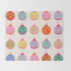 Retro Colorful Christmas Baubles Throw Blanket Gallery Image 2