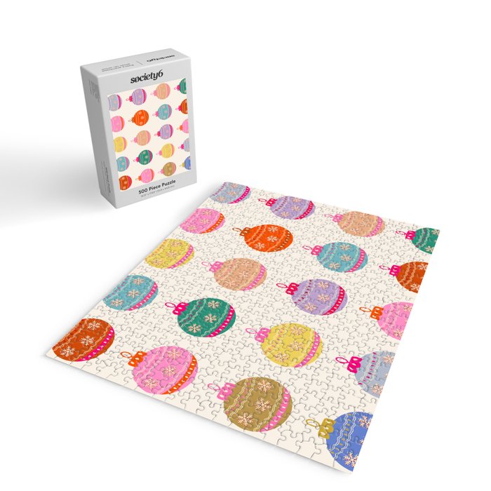 Retro Colorful Christmas Baubles Jigsaw Puzzle Gallery Image 2