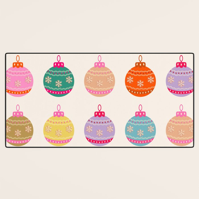 Retro Colorful Christmas Baubles Desk Mat Gallery Image 3