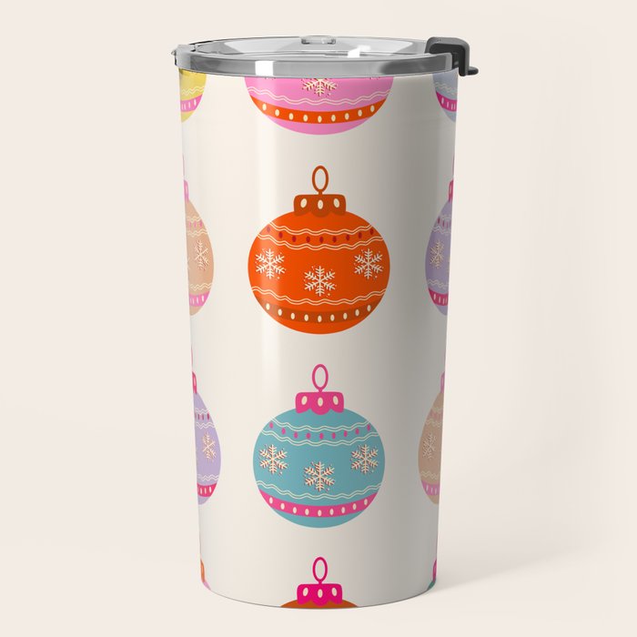 Retro Colorful Christmas Baubles Travel Mug Gallery Image 2
