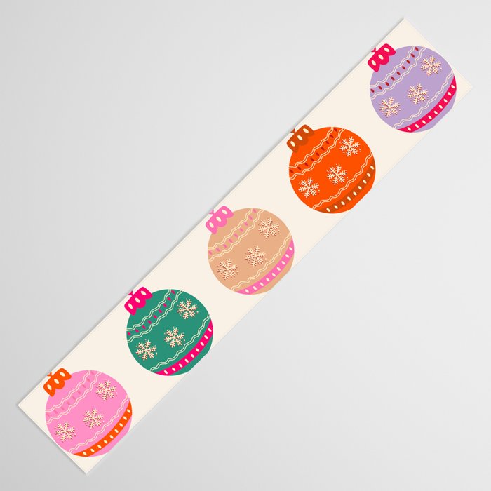 Retro Colorful Christmas Baubles Table Runner Gallery Image 3