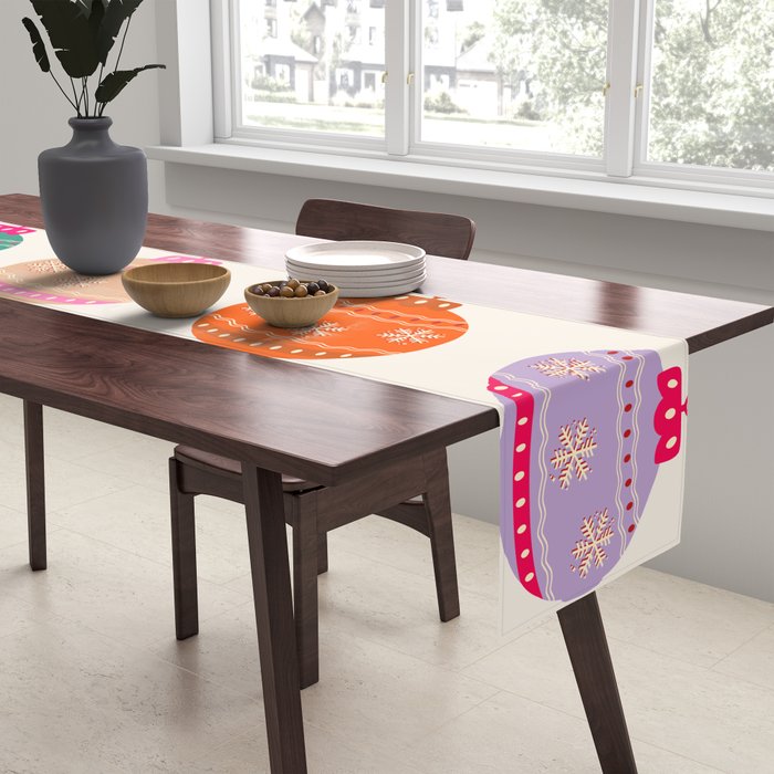 Retro Colorful Christmas Baubles Table Runner Gallery Image 2