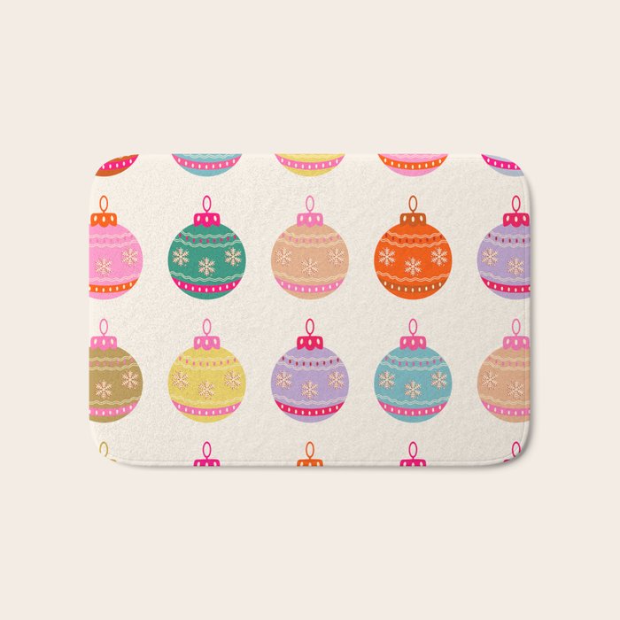 Retro Colorful Christmas Baubles Bath Mat Gallery Image 1