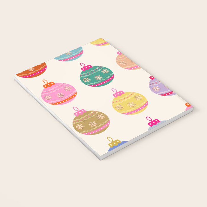 Retro Colorful Christmas Baubles Notebook Gallery Image 3