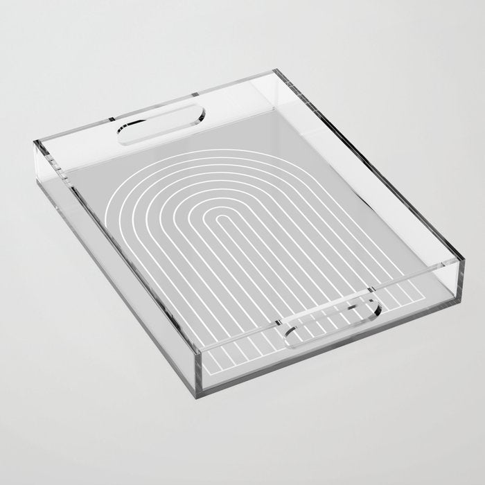 Minimal Arch XLVI Light Grey Modern Geometric Lines Acrylic Tray Gallery Image 1