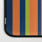 Vertical Retro Stripes in Navy Blue, Orange, and Lime Green Pattern Laptop Sleeve Gallery Image 3