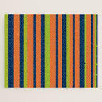 Vertical Retro Stripes in Navy Blue, Orange, and Lime Green Pattern Jigsaw Puzzle Gallery Image 1