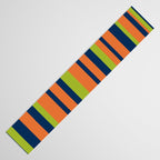 Vertical Retro Stripes in Navy Blue, Orange, and Lime Green Pattern Table Runner Gallery Image 3