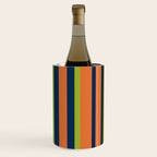 Vertical Retro Stripes in Navy Blue, Orange, and Lime Green Pattern Wine Chiller Gallery Image 2