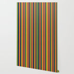 Vertical Retro Stripes in Navy Blue, Orange, and Lime Green Pattern Wallpaper Gallery Image 2