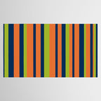 Vertical Retro Stripes in Navy Blue, Orange, and Lime Green Pattern Tablecloth Gallery Image 2
