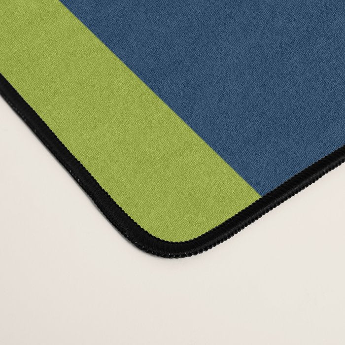 Vertical Retro Stripes in Navy Blue, Orange, and Lime Green Pattern Desk Mat Gallery Image 4