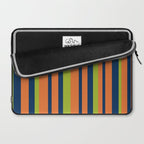 Vertical Retro Stripes in Navy Blue, Orange, and Lime Green Pattern Laptop Sleeve Gallery Image 2