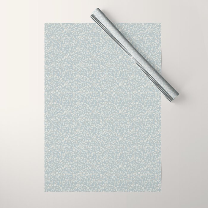 Ditsy Toile Floral - Aquamarine Wrapping Paper Gallery Image 1