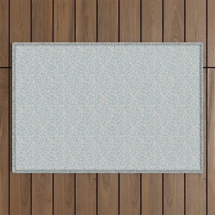 Ditsy Toile Floral - Aquamarine Outdoor Rug Gallery Image 1