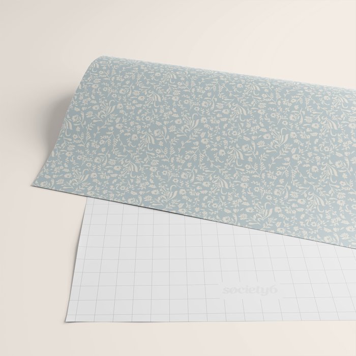 Ditsy Toile Floral - Aquamarine Wrapping Paper Gallery Image 2
