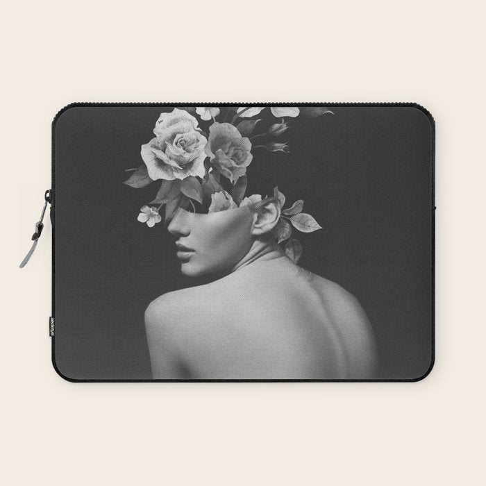 Night Garden Black and White Laptop Sleeve Gallery Image 1