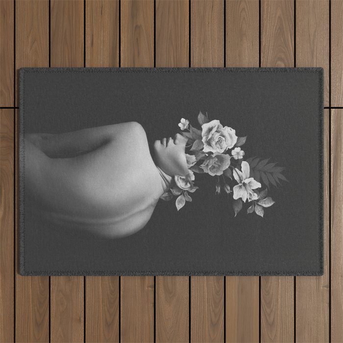 Night Garden Black and White Outdoor Rug Gallery Image 1