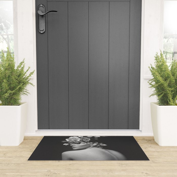 Night Garden Black and White Welcome Mat Gallery Image 3