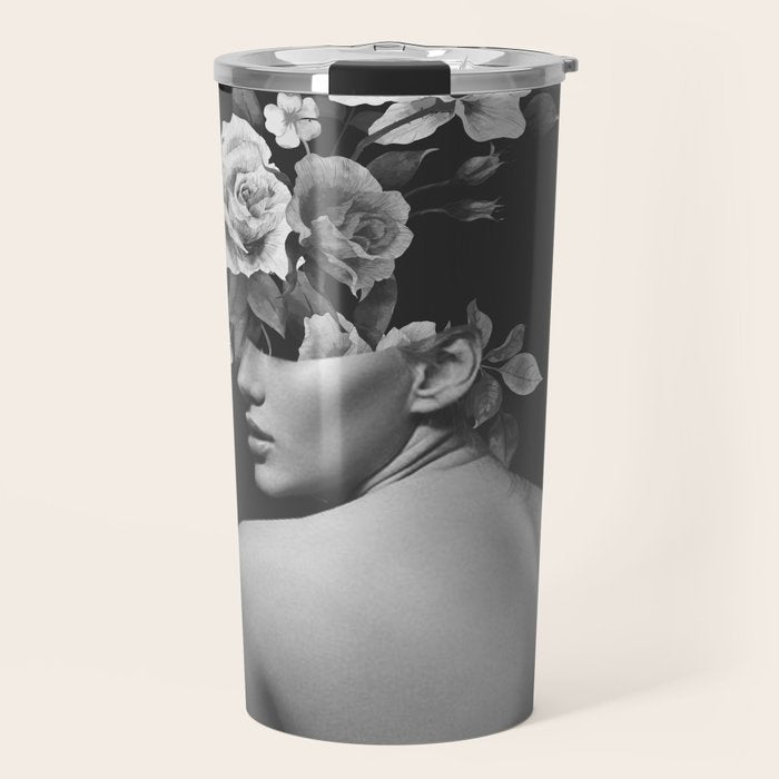 Night Garden Black and White Travel Mug Gallery Image 1