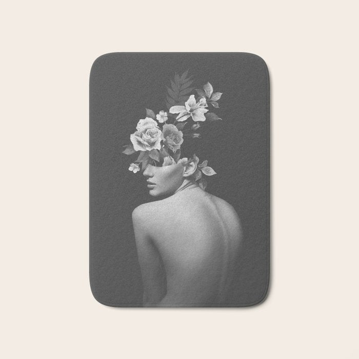 Night Garden Black and White Bath Mat Gallery Image 1