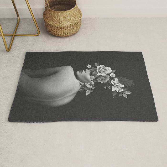 Night Garden Black and White Rug Gallery Image 1