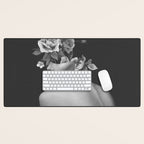 Night Garden Black and White Desk Mat Gallery Image 1