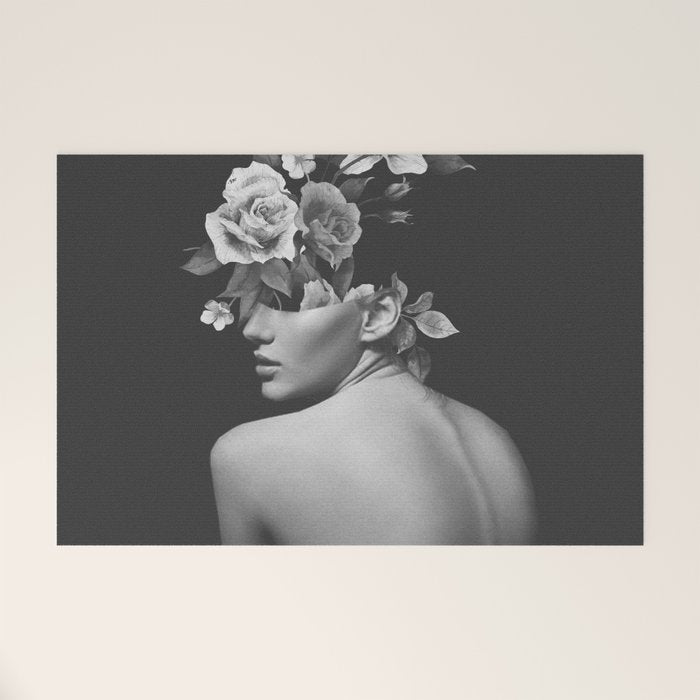 Night Garden Black and White Welcome Mat Gallery Image 1
