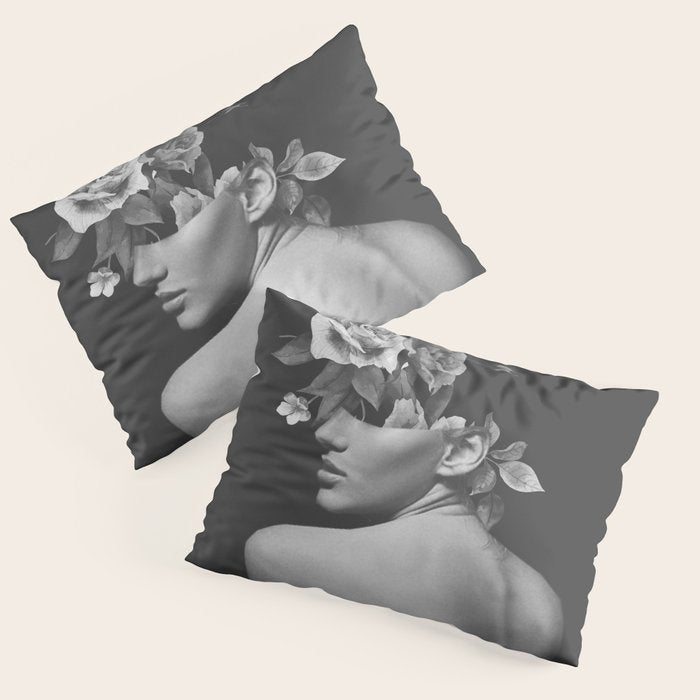 Night Garden Black and White Pillow Sham Gallery Image 1