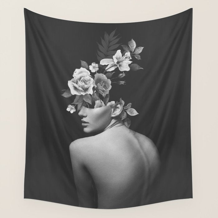 Night Garden Black and White Wall Tapestry Gallery Image 4