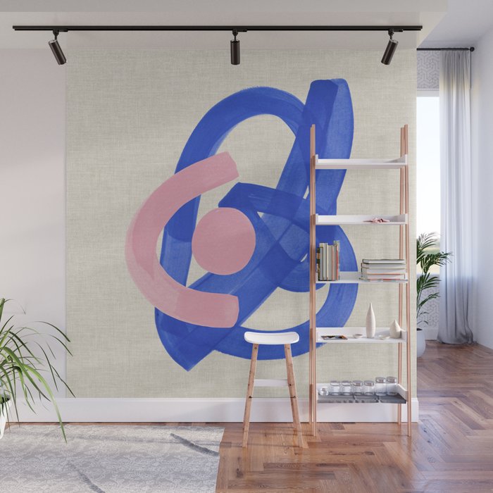 Pink And Blue Round Orbit Wall Mural Gallery Image 1