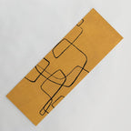 Minimalist Minimal Line Drawing Maze Mustard Yellow Painting Mid Century Modern Cool Funky Trendy Yoga Mat Gallery Image 1