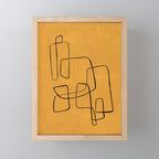 Minimalist Minimal Line Drawing Maze Mustard Yellow Painting Mid Century Modern Cool Funky Trendy Mini Art Print Gallery Image 1