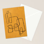 Minimalist Minimal Line Drawing Maze Mustard Yellow Painting Mid Century Modern Cool Funky Trendy Stationery Card Gallery Image 2