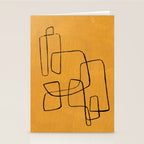 Minimalist Minimal Line Drawing Maze Mustard Yellow Painting Mid Century Modern Cool Funky Trendy Stationery Card Gallery Image 2